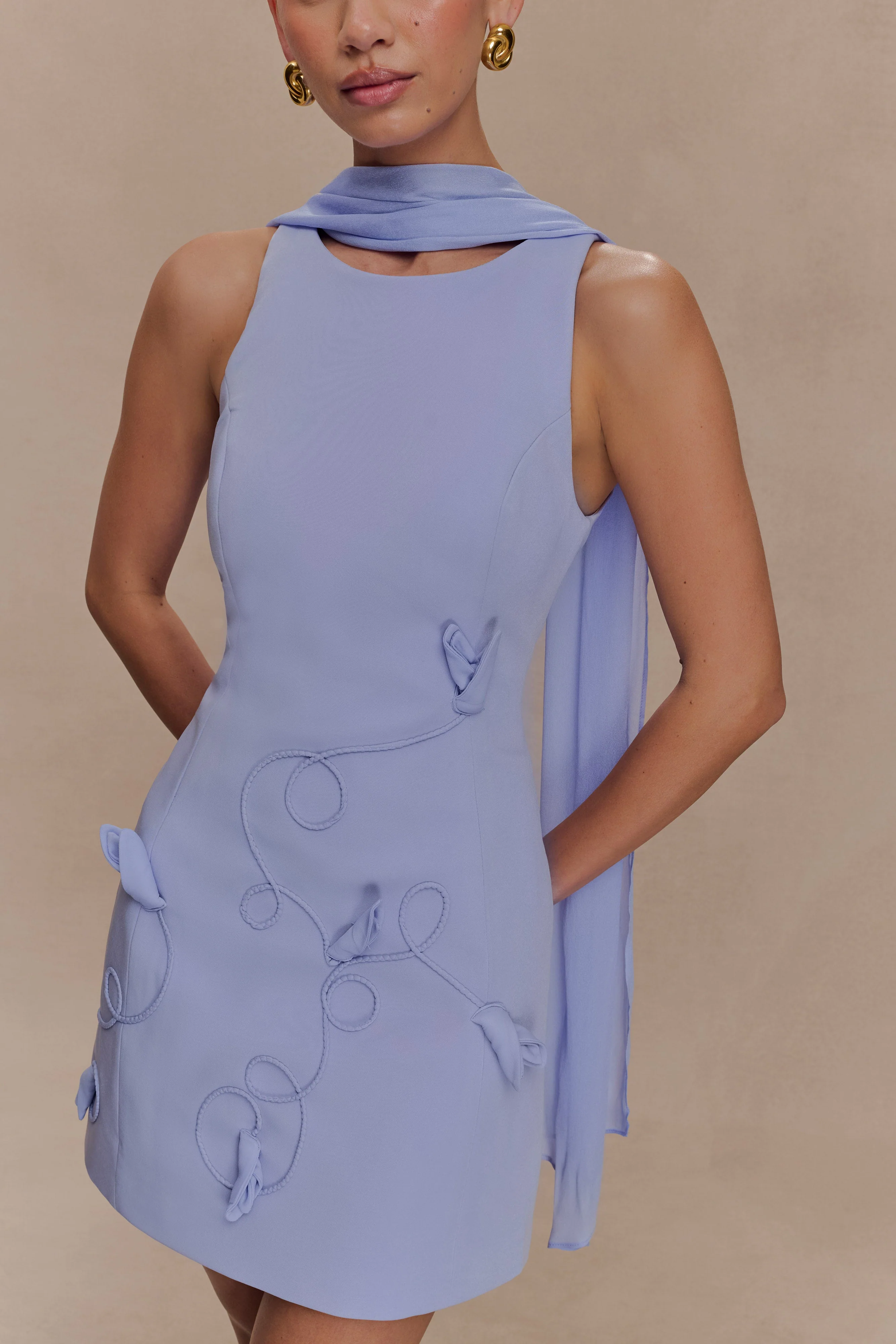 Skyler Suiting Embroidered Mini Dress - Lilac - Image 5