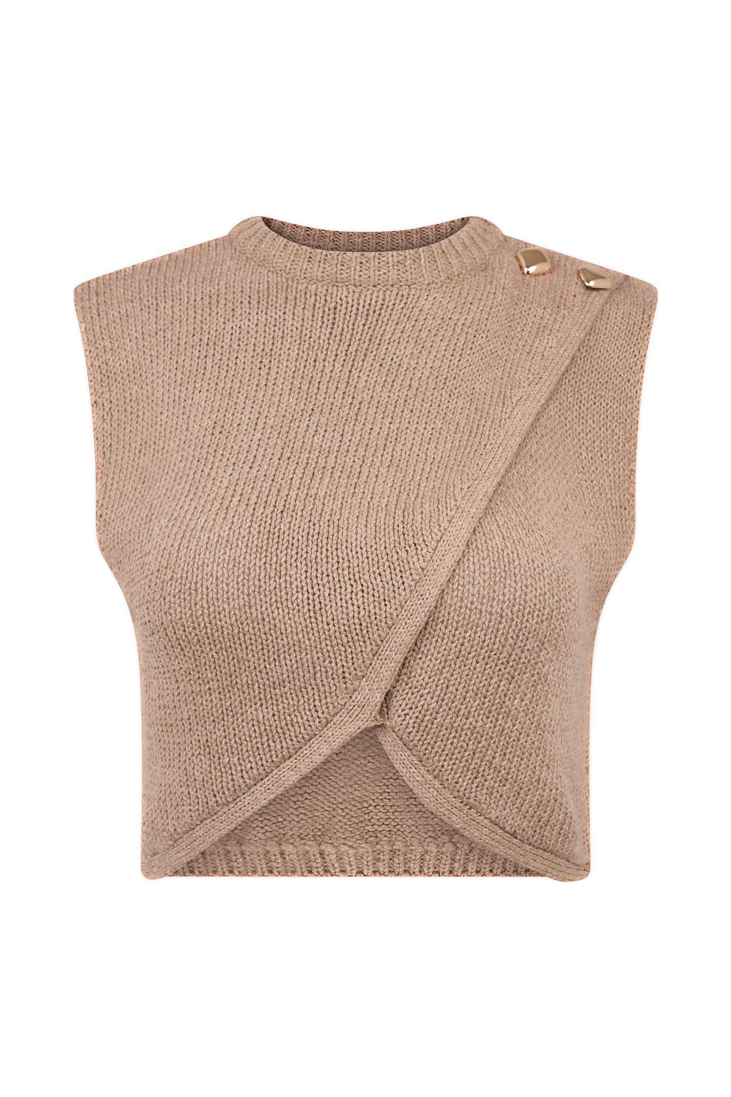 Sloane Overlay Knit Top - Latte - Image 7
