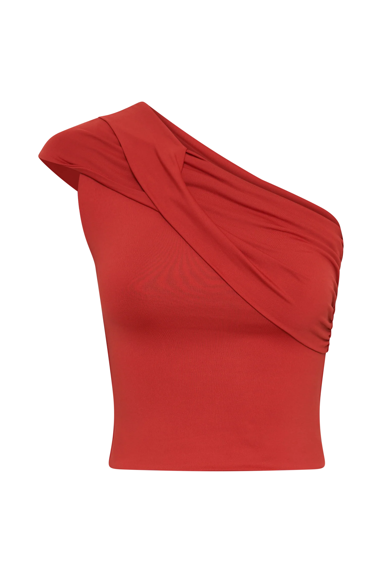 Solene One Shoulder Recycled Nylon Twist Top - Ruby - Image 9