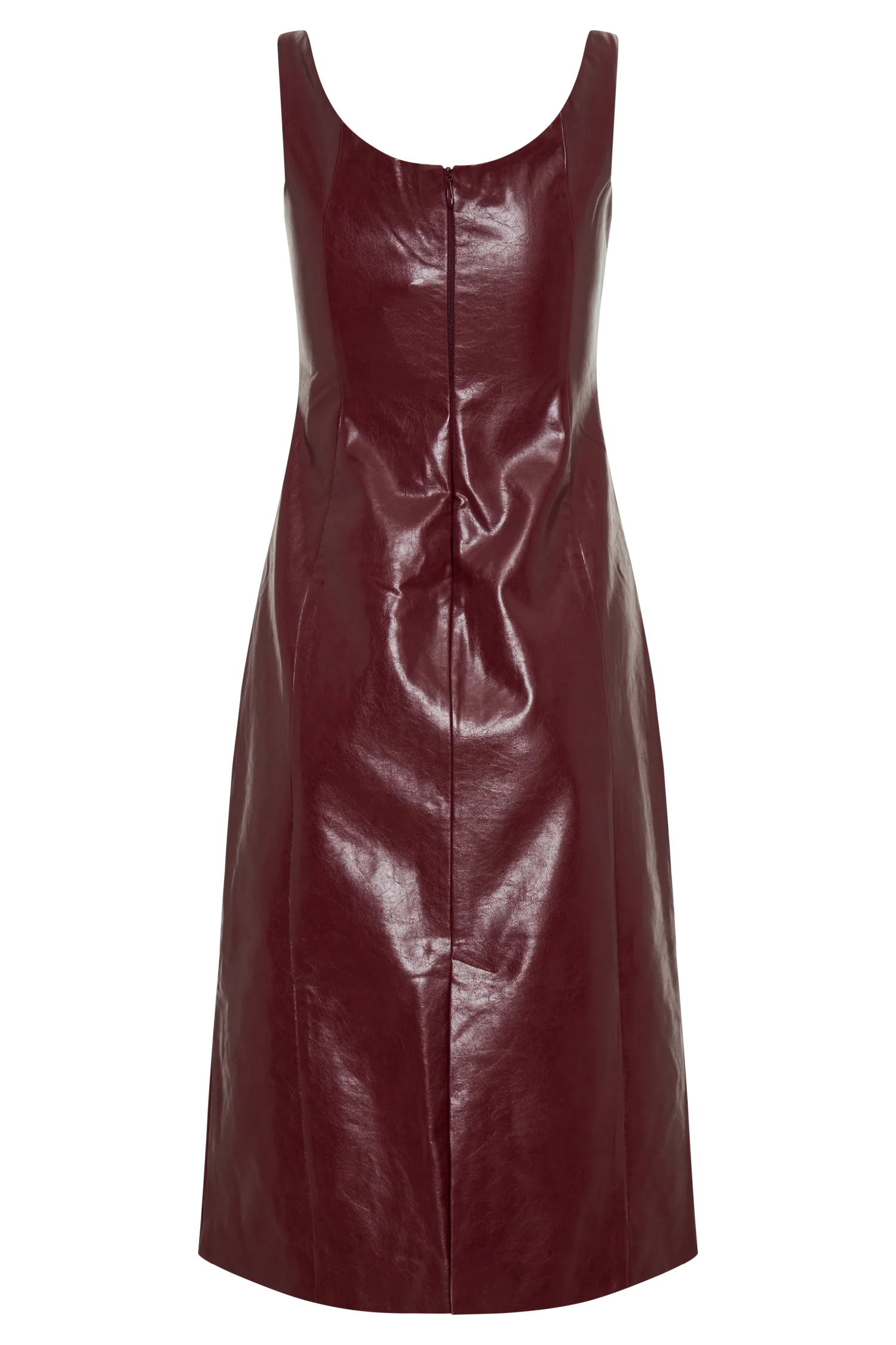 Sonia Faux Leather Midi Dress - Cherry Red - Image 6