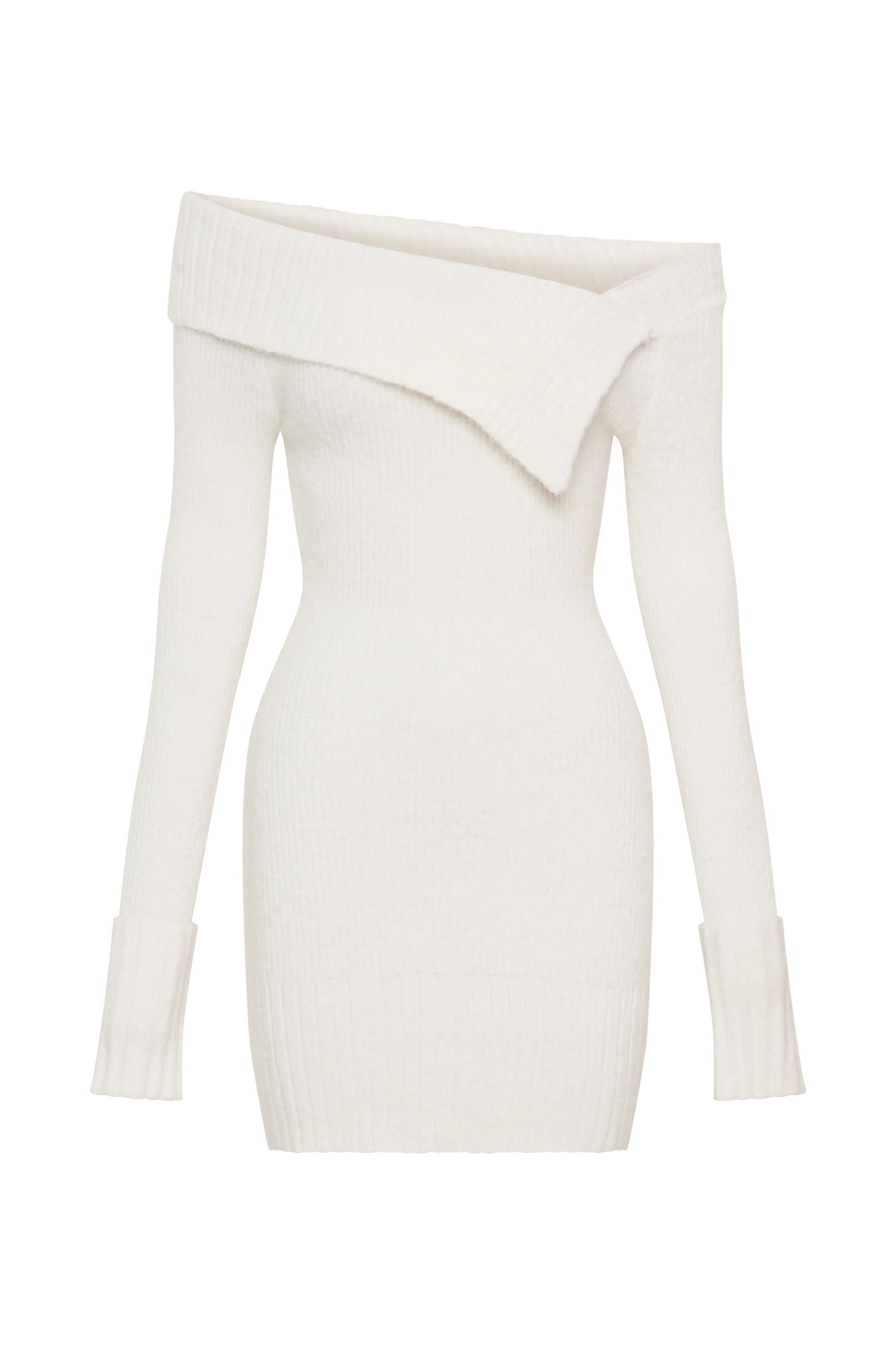 Stephanie Asymmetric Knit Mini Dress - Ivory - Image 9