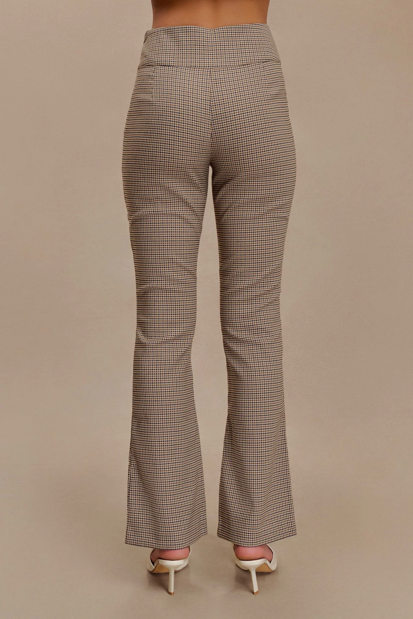 Sweeney Mid Rise Buckle Straight Leg Pant - Tan Check - Image 3