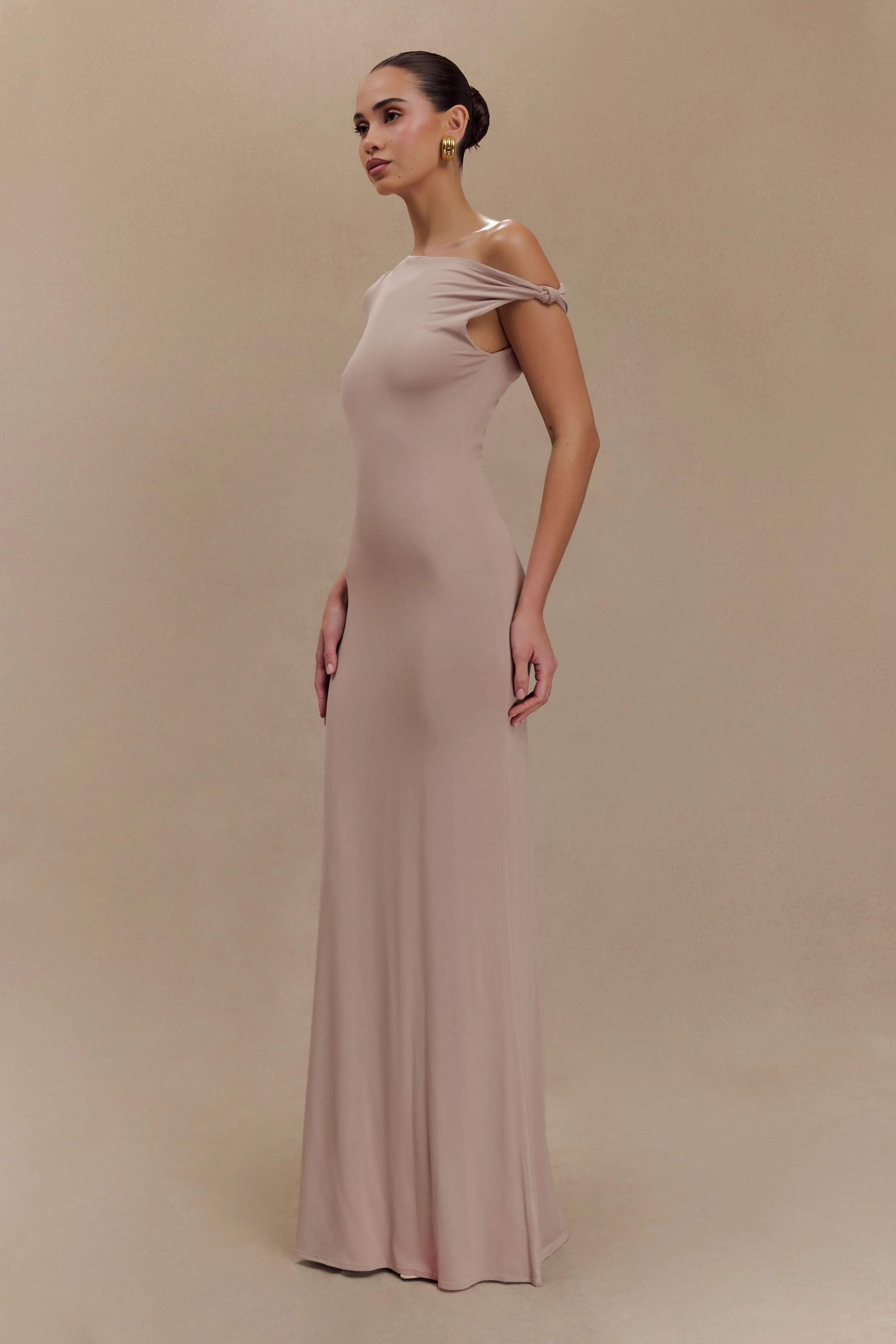 Tamsin Short Sleeve Modal Maxi Dress - Mushroom - Image 3