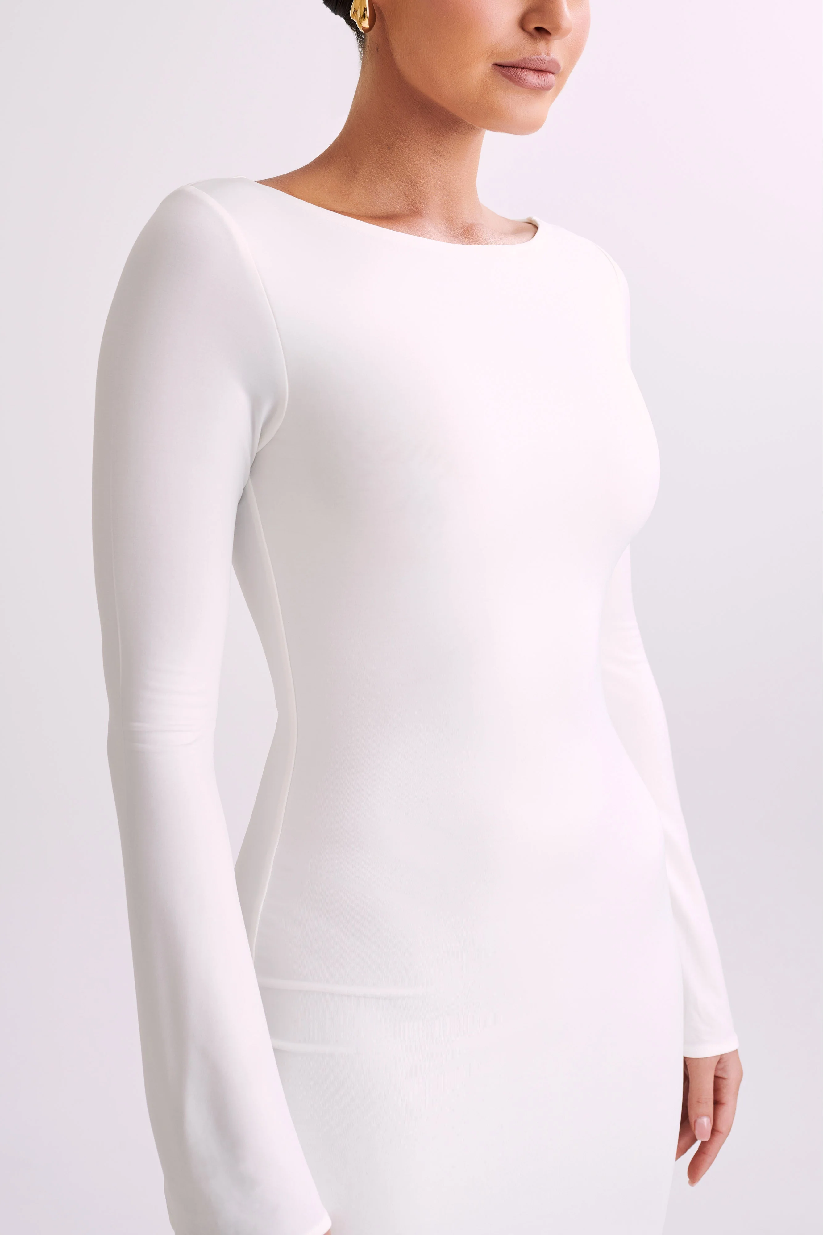 Tarna Slinky Fishtail Maxi Dress - Ivory - Image 4