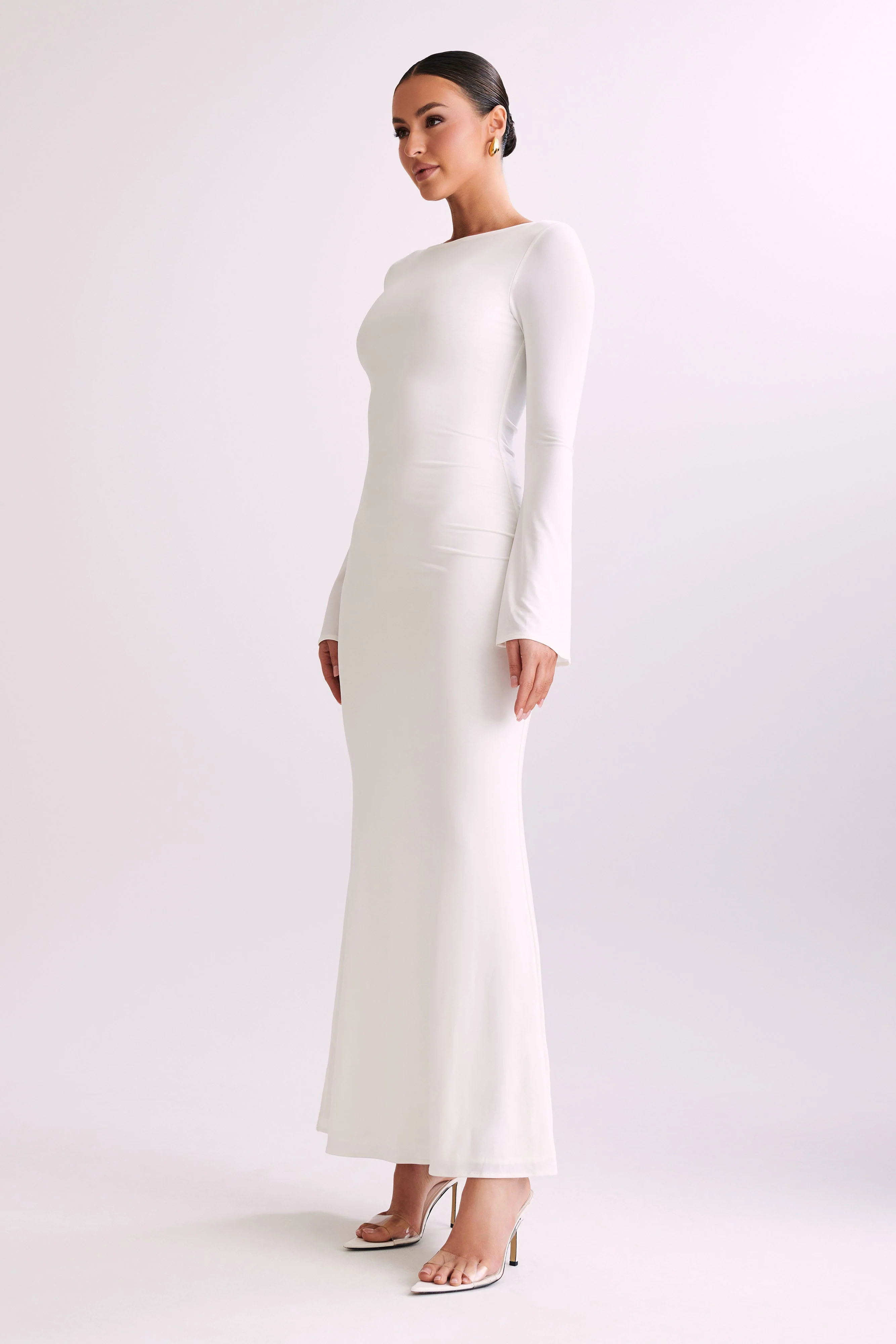 Tarna Slinky Fishtail Maxi Dress - Ivory - Image 7