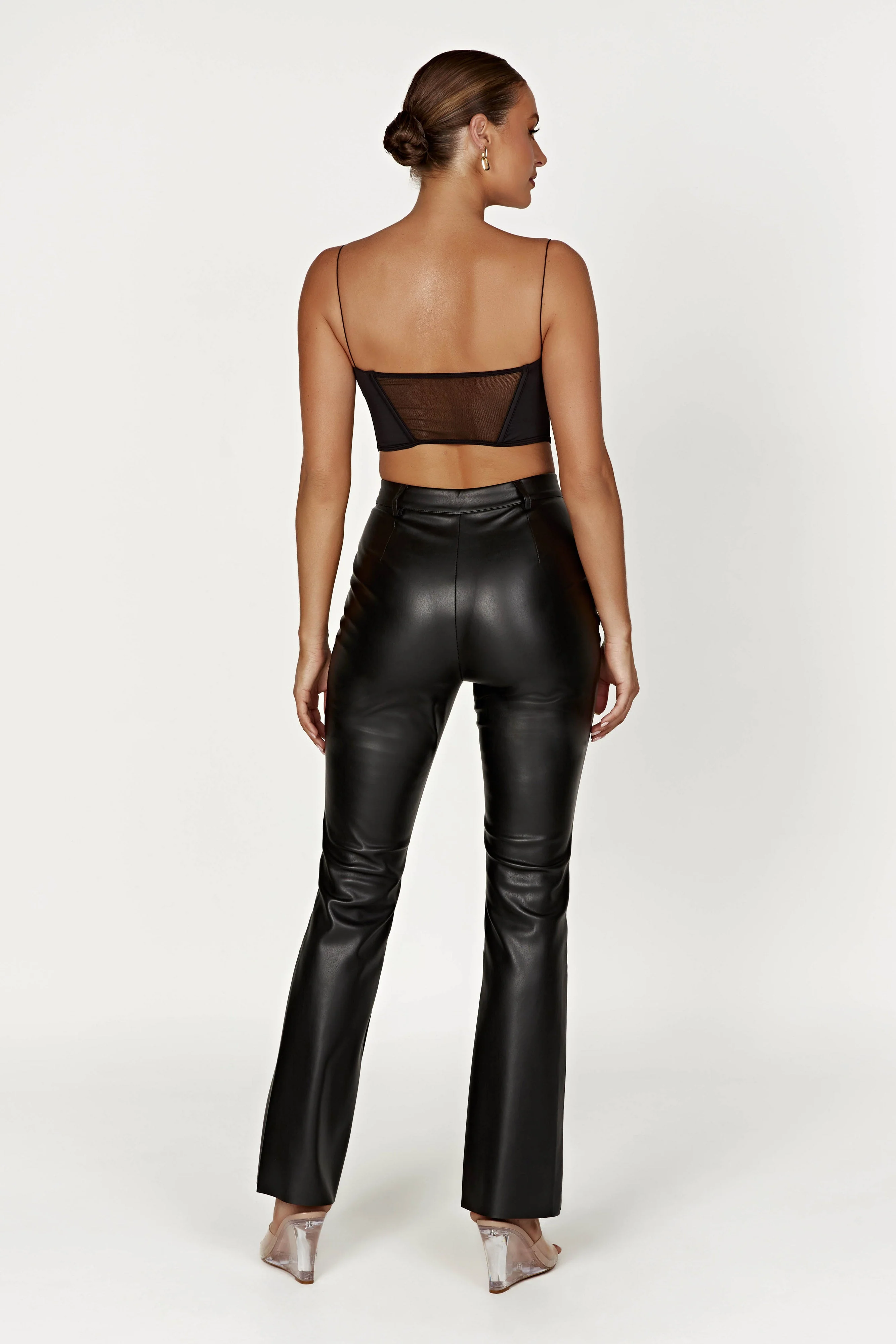 Tyra Straight Leg Faux Leather Pants - Black - Image 9