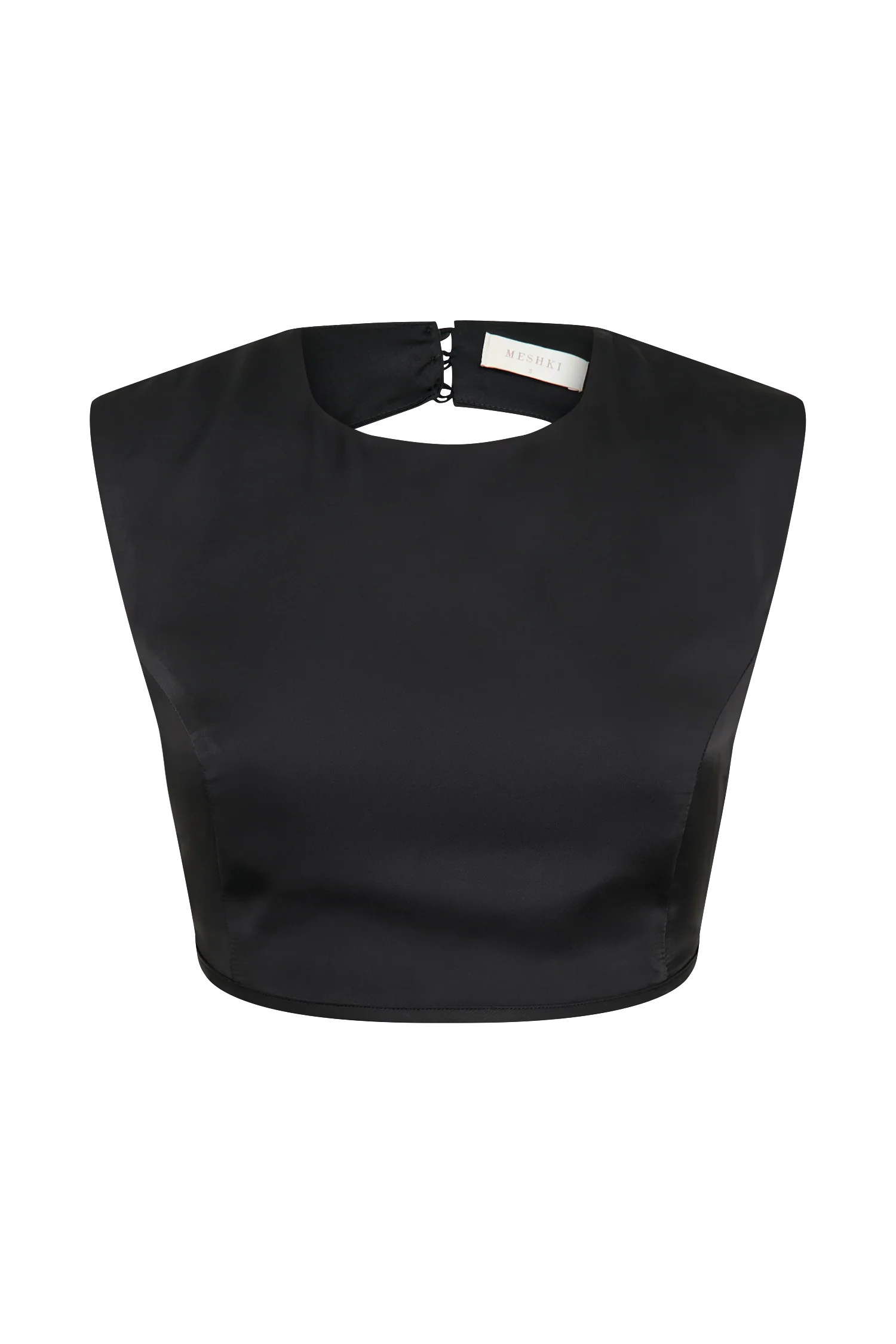 Viviana Satin Sleeveless Crop Top - Black - Image 8