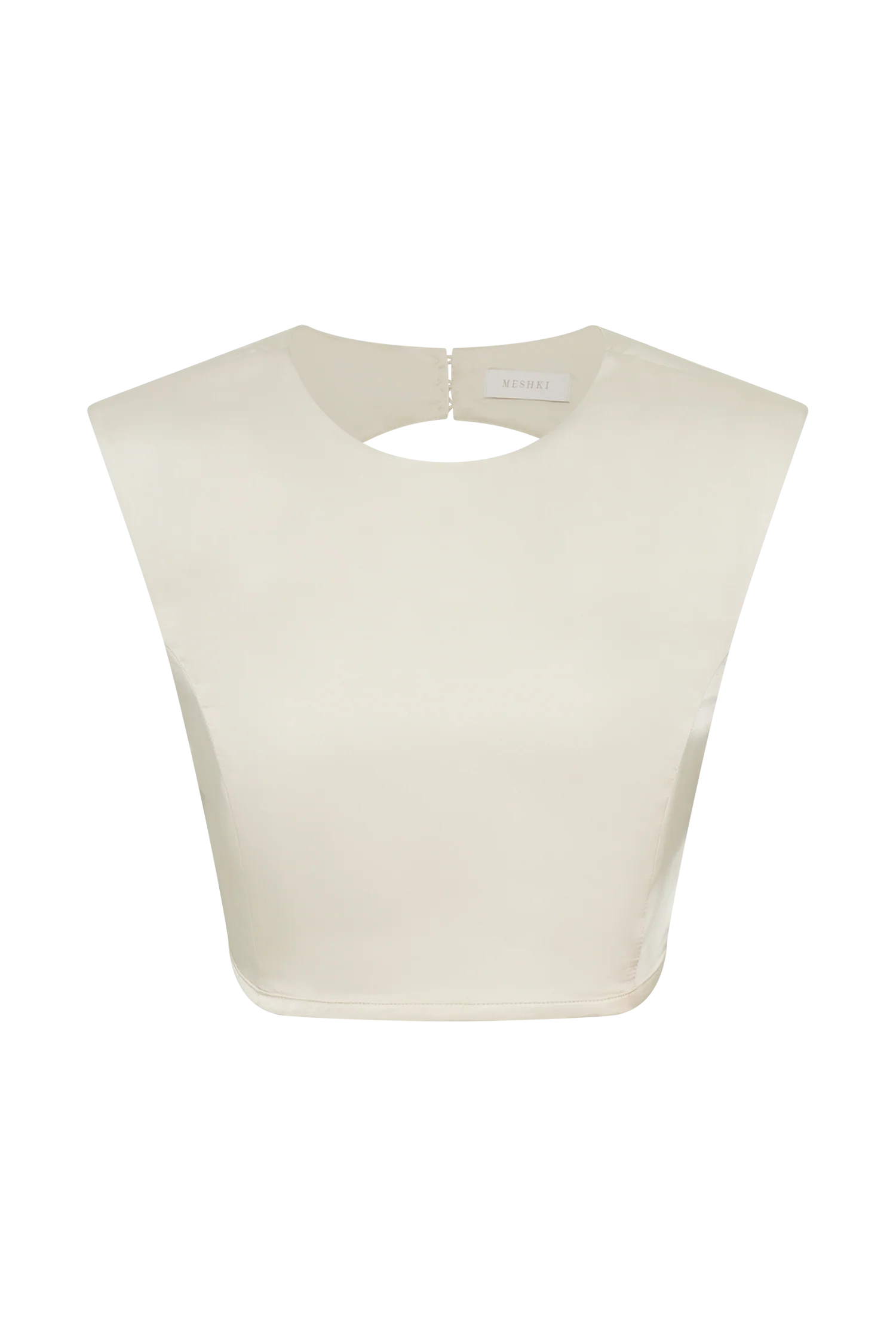 Viviana Satin Sleeveless Crop Top - Ivory - Image 9