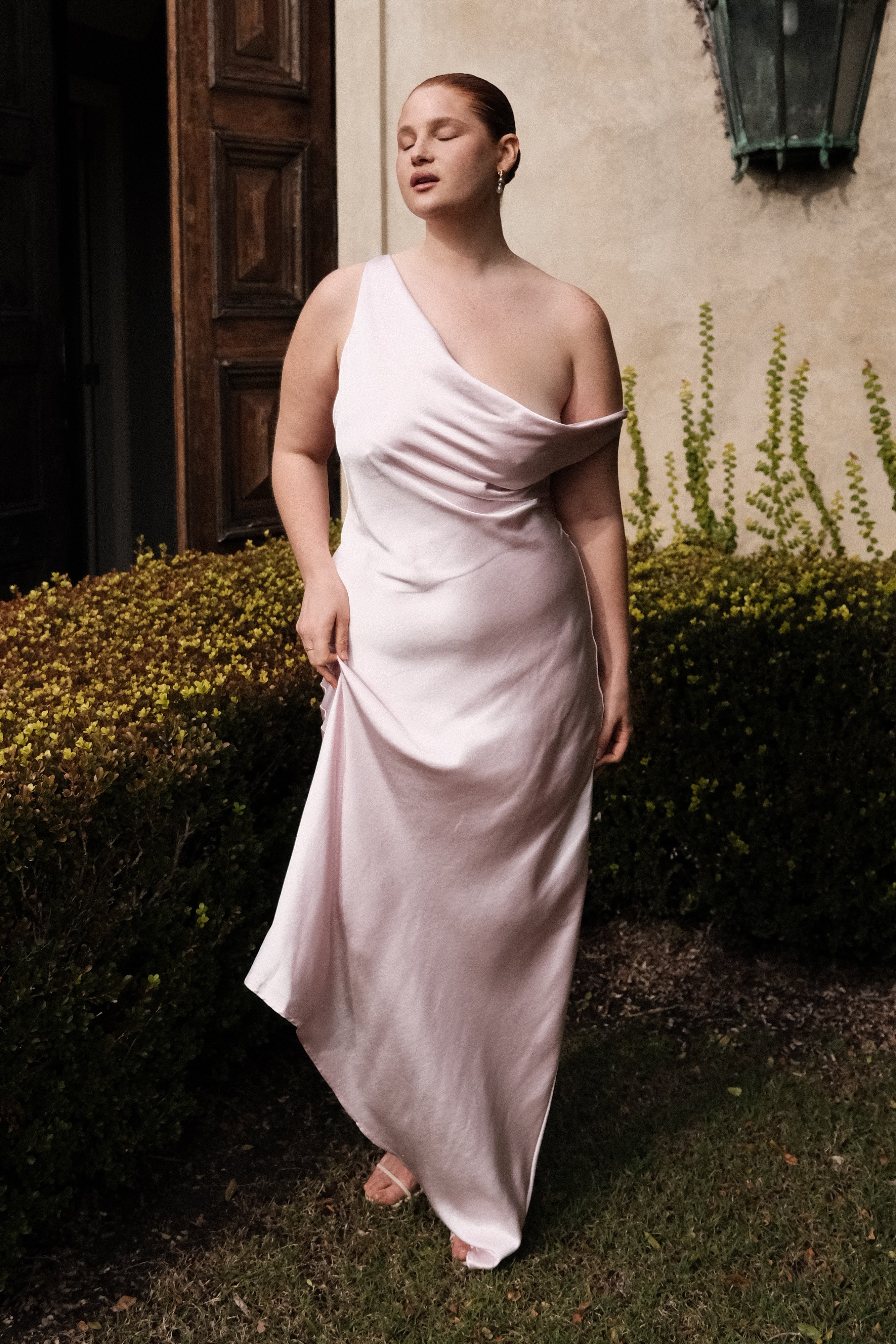 Yvette Slip Maxi Dress With Asymmetrical Hem - Pale Pink - Image 3